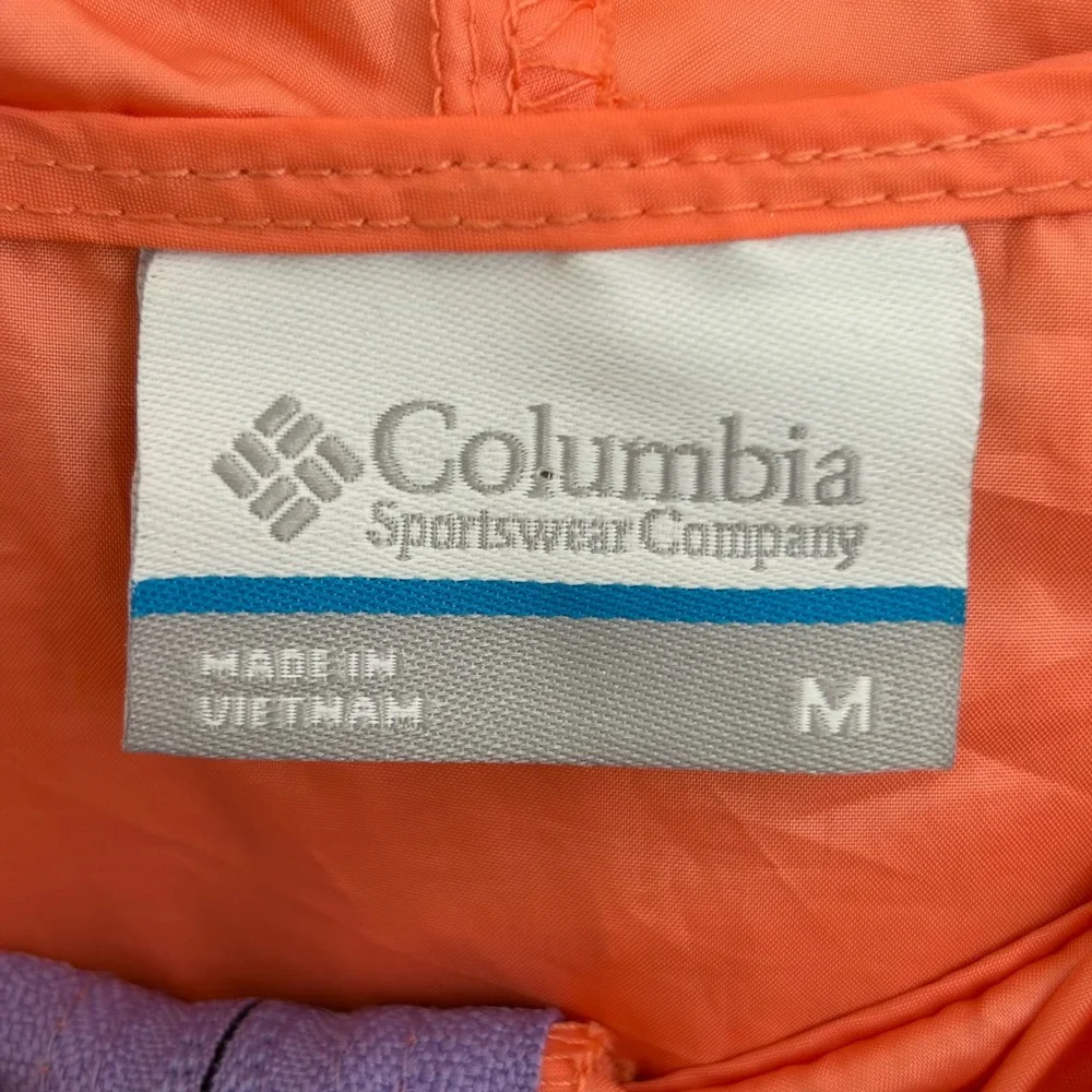 Columbia Kids Windbreaker Jacket Coral‎ Orange Purple Hooded Full Zip Size M